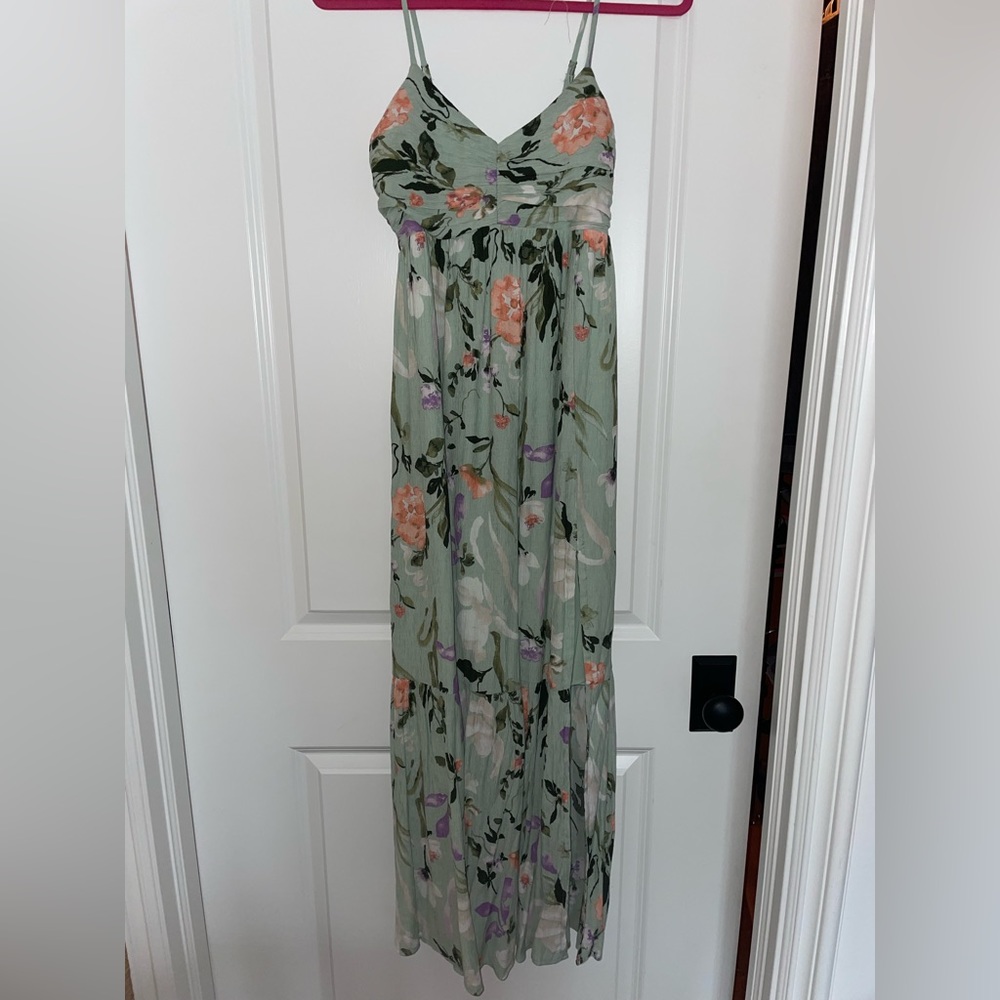 Abercrombie Crinkle Textured Ruched Maxi Dress